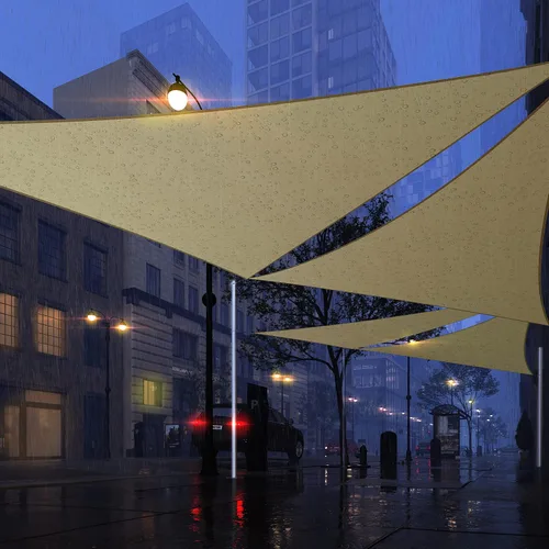 Vista 7 de Royal Shade Toldo Vela de Sombra Solar Triangular Beige de 4' x 4' x 4' Impermeable Pedido para Hacer rsTADT16 Toldo Parasol, UPF50+ 98% Bloqueo UV
