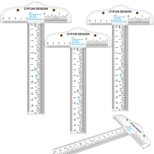 Vista 19 de 10 reglas cuadradas en T transparentes de 6 pulgadas/5.9 in, en pulgadas y métricas, regla cuadrada en T, transparente, regla en T
