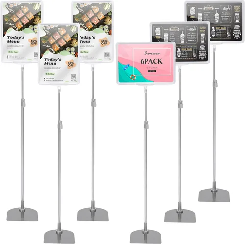 Vista 8 de Jutom Paquete de 2 soportes de pedestal ajustables de 8.5 x 11 pulgadas, soporte de aluminio resistente para letreros verticales y horizontales Negro