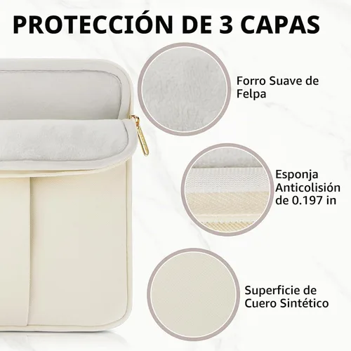Vista 2 de ARVOK Funda para portátil de 15 pulgadas, funda impermeable para laptop de blanco (Crescent white)