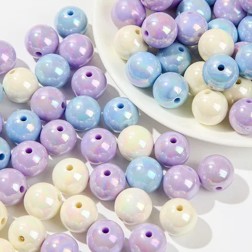 Vista 24 de cuentas de acrílico de 16 mm en color dorado y plateado de 100 unidades, cuentas de chicle para bolígrafo, para hacer pulseras, diademas, collares