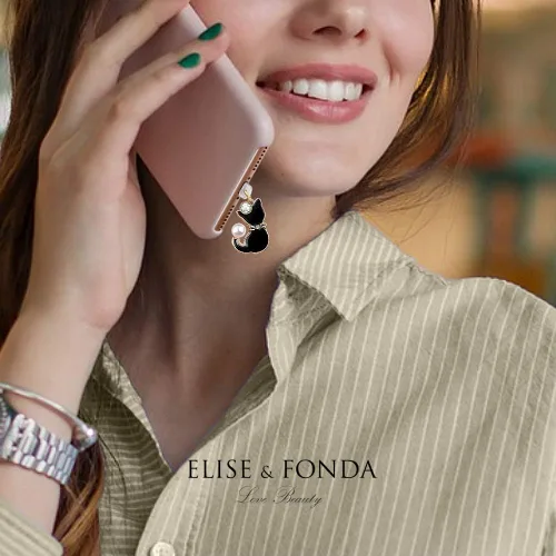 Vista 6 de ELISE & FONDA CP180 Puerto de carga USB anti polvo enchufe gato gatito mascota colgante colgante teléfono encanto para iPhone 11/XS MAX/XR/X/8