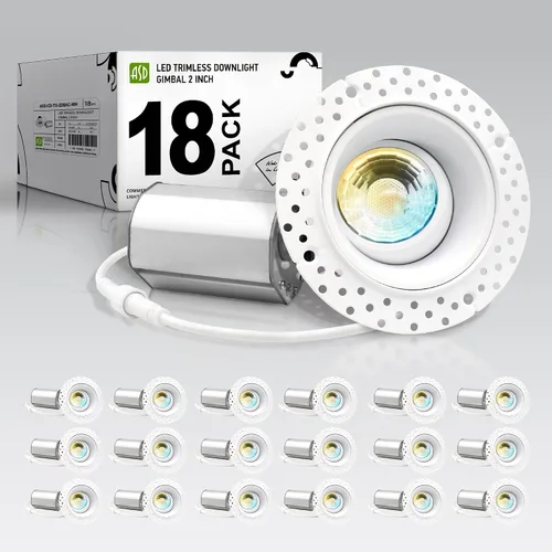 Vista 18 de ASD Sin moldura de 2 pulgadas de luces LED empotradas, 8W 120V redondas para uso comercial, luces regulables sin lata para techo con caja