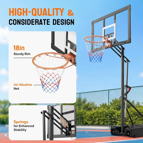Vista 5 de PEXMOR 4.92-10 FT Portable Basketball Hoop with 44" Backboard for Teens