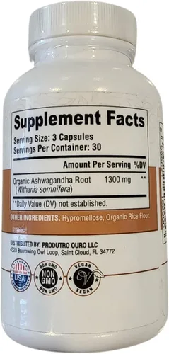 Vista 2 de Ashwagandha - Cápsulas de polvo de raíz de 1300 mg, soporte para el metabolismo de la cápsula para mujeres y hombres, apoyo inmunológico