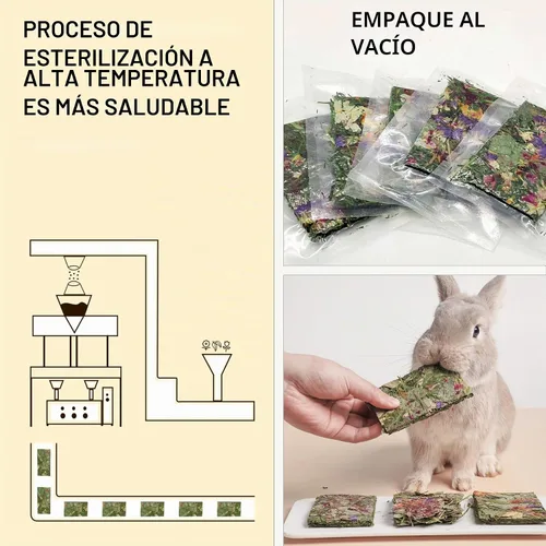 Vista 4 de Juguetes para masticar conejo, 24 unidades, Timothy Heno, golosinas de conejo, botana de flores