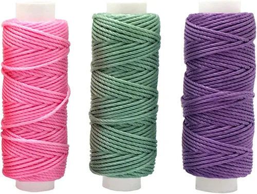 Vista 6 de Hilo de cera de 12 colores, cuerdas enceradas de poliéster y cuero, hilo de coser para macramé, encuadernación, pulseras de bricolaje, proyectos