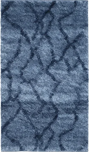 Vista 3 de SAFAVIEH Retro Collection - Alfombra decorativa de 2 pies 3 pulgadas x 5 pies, azul y azul oscuro, diseño abstracto moderno, no desprende pelusa
