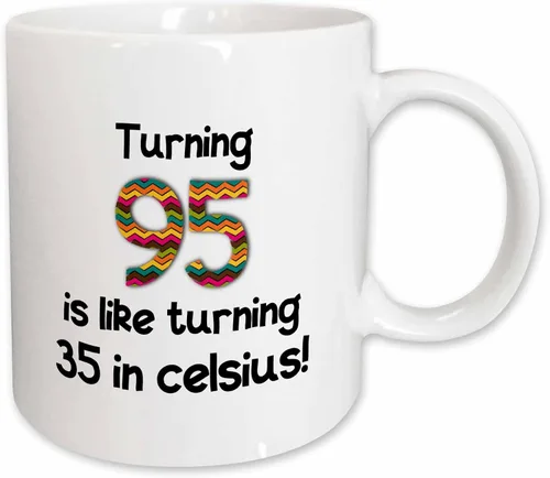 Vista 12 de 3dRose 95 Is Like Turning 35 In Celsius-Humorous - Taza de dos tonos, 11 onzas, color negro