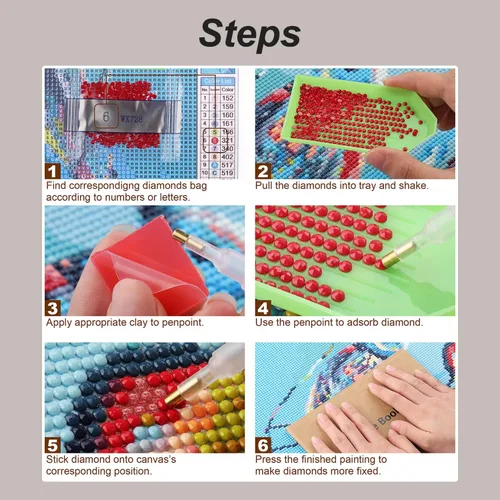 Vista 6 de Stalente Kits de pintura de diamantes para adultos, kits de arte de diamantes 5D para principiantes, pintura de diamante redonda para decoración