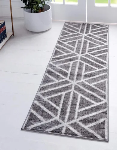 Vista 19 de Unique Loom Matrix Trellis Collection - Alfombra de área, diseño (2 pies x 6 pies 1 pulgada, color azul/marfil)