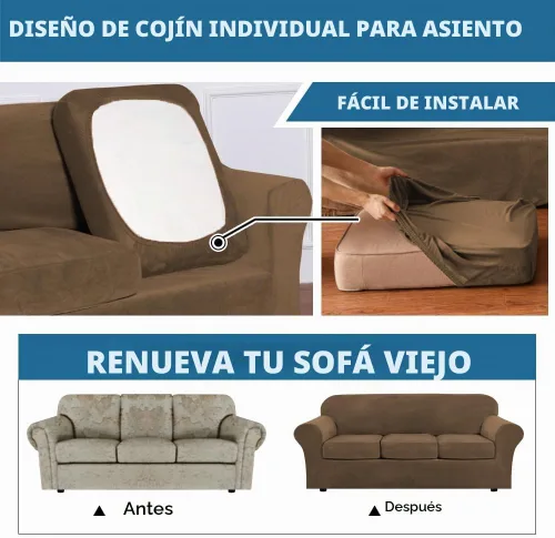 Vista 5 de H.VERSAILTEX - Funda elástica para sofá de 2 piezas, funda protectora de terciopelo, suave, con parte inferior elástica, con un ancho de hasta 49