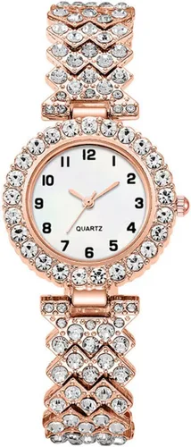 Vista 2 de Relojes de pulsera de lujo para mujer, reloj de pulsera de diamante, reloj de cuarzo casual de moda para mujer