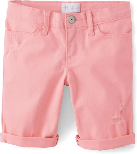 Vista 9 de The Children's Place - Pantalones cortos sólidos para niñas Aguamarina/rosa/amarillo/naranja Brights paquete de 4