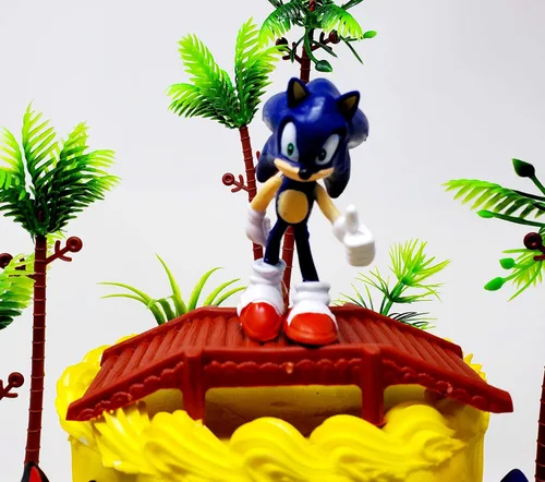 Vista 6 de SONIC and Friends - Decoración para pastel de fiesta de cumpleaños con figuras de Sonic y accesorios decorativos