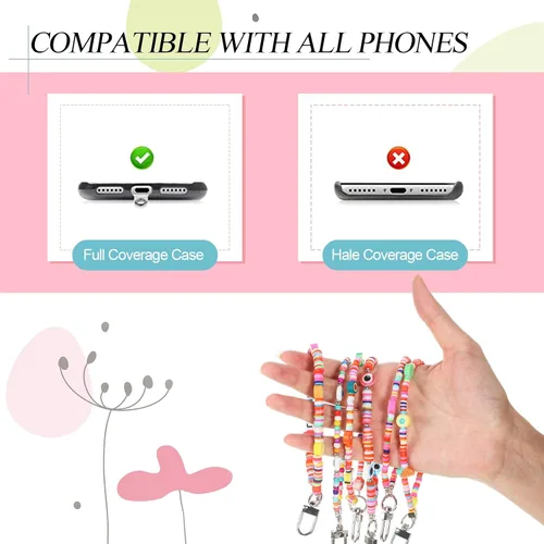Vista 3 de LEIFIDE Correa de muñeca con cuentas para teléfono, correa de muñeca con cuentas de frutas, correas de muñeca Kawaii, pulsera desmontable
