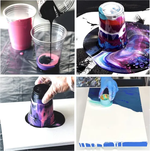 Vista 7 de Floetrol para kit de vertido de pintura acrílica, aditivo medio Flotrol para verter acrílico, 16 pinturas acrílicas para verter, 20 varillas