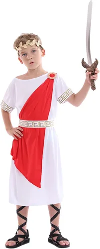 Vista 3 de Funivals Toga Costume for Boys GirlsHalloween Classic Roman God Dress Up Ancient Greek Outifit Kids