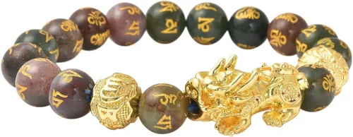 Vista 4 de Feng Shui Wealth Bracelet Beads Stretchable Good Luck Bracelet Dragon 6.50" Ágata