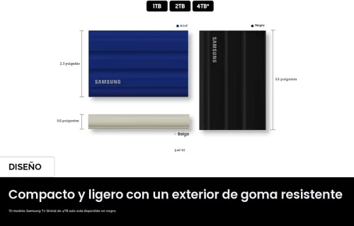Vista 4 de Samsung T7 Shield 2TB, SSD portátil, hasta 1050MB/s, USB 3.2 Gen2, resistente, clasificación IP65, para fotógrafos, creadores de contenido