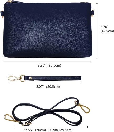 Vista 6 de Uromee Cartera de mano para mujer, de piel auténtica, con cadena de hombro desmontable