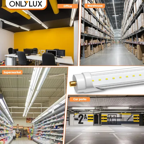 Vista 5 de ONLYLUX Luces LED de 8 pies, T8 96 pulgadas, 45 W, FA8, luces LED de un solo pin 5850 lm, derivación de lastre, 6000 K, bombillas LED F96 de 8 pies
