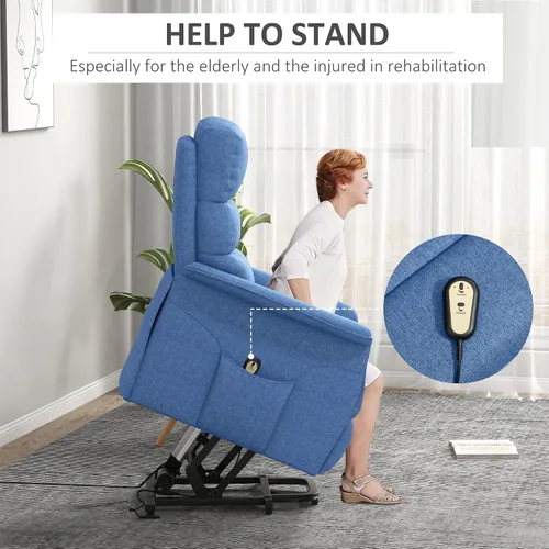 Vista 4 de HOMCOM Silla reclinable con elevación eléctrica para adultos mayores, fácil de montar, silla reclinable de tela para adultos, sofá reclinable
