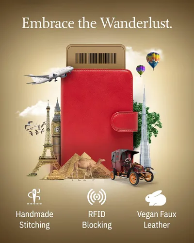Vista 13 de Funda para pasaporte con bloqueo RFID, funda de cuero hecha a mano para pasaporte, organizador de documentos de viaje para hombres y mujeres, Azul