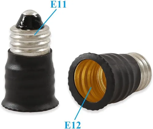 Vista 2 de ELECTOP Adaptador de base de bombilla LED E11 a E12, convertidor de lámpara de enchufe de luz (paquete de 5)