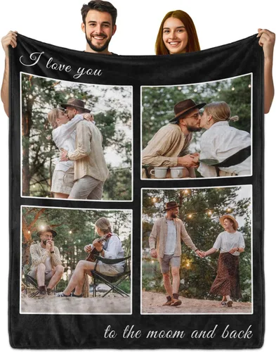 Vista 12 de PUREFLY Manta Personalizada con Texto y Fotos, Mantas Personalizadas Regalos para Esposo Esposa Novia Novio Cumpleaños Aniversario Boda San Valentín