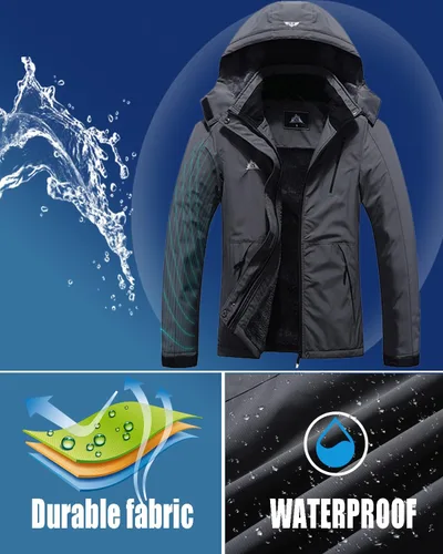 Vista 4 de Chaqueta de esquí impermeable para mujer, resistente al viento, cortavientos, abrigo de nieve cálido con capucha