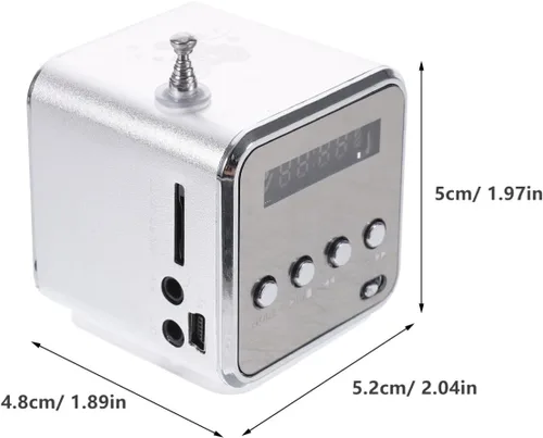 Vista 6 de Mini música portátil digital MP3/4 reproductor micro SD/TF USB disco altavoz FM Radio (plata)
