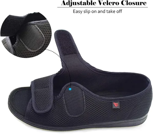 Vista 3 de Mei MACLEOD Cómodas pantuflas de casa con edema y artritis para diabéticos y pies planos hinchados para mujer, 10 ancho