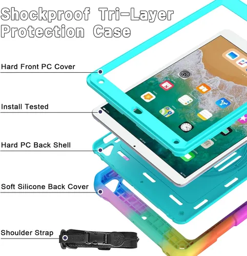 Vista 2 de LTROP Funda Protectora para iPad de 6ª/5ª Generación y iPad Air 2, Funda para iPad de 9.7 Pulgadas con Correa para el Hombro, Soporte