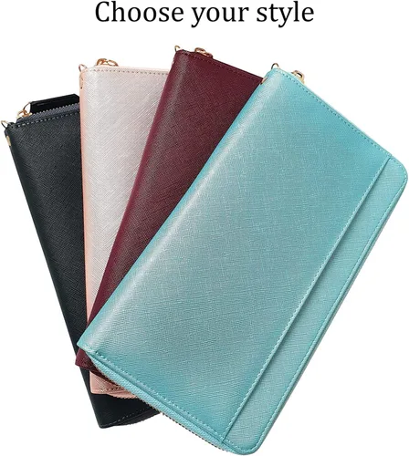 Vista 9 de Cartera de viaje organizador de documentos RFID pasaporte caso titular de la familia (oro rosa)