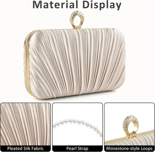 Vista 4 de PACETAP Bolso de noche para mujer, bolso de mano, correa de cadena, bolso de hombro para boda, fiesta, cóctel, baile de graduación, cena Chain
