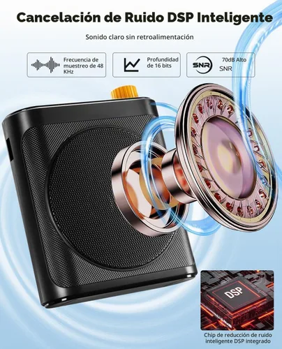 Vista 3 de Tearstone Amplificador de voz para profesores con micrófono de solapa magnético inalámbrico, altavoz recargable portátil Bluetooth, 2 micrófonos