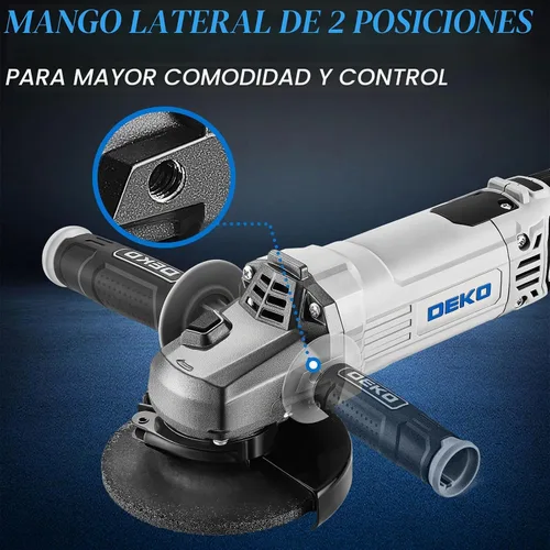 Vista 4 de Amoladora angular Herramienta eléctrica: DEKOPRO - Amoladora angular con cable manual de 4-1/2 pulgadas, 7.5 amperios, herramientas con muela