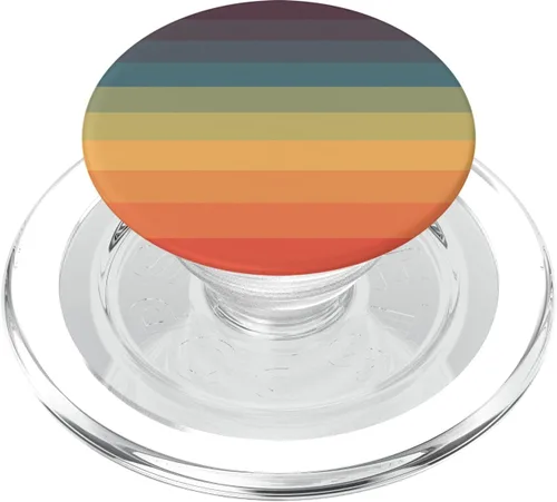 Vista 9 de PopSockets - Agarre y soporte para teléfonos y tabletas, diseño retro de rayas, color arco iris
