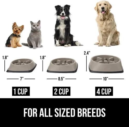Vista 6 de GORILLA GRIP® Cuencos patentados de alimentación lenta sin BPA, juguete interactivo para perros y gatos, enriquecimiento de entrenamiento Beige