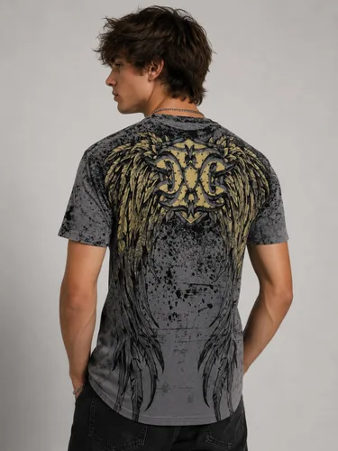 Vista 2 de Xtreme Couture by Affliction Camiseta para hombre, diseño gráfico Gris oscuro (leyenda)