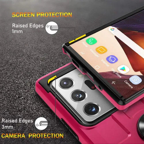 Vista 6 de Jeylly Funda para Samsung Galaxy Note 20 Ultra, [protección contra caídas de grado militar] Funda protectora de cuerpo completo con soporte
