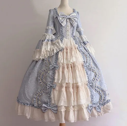 Vista 3 de Vestido renacentista del siglo XVIII para mujer vestido de corte rococó barroco maría antineta vestido de hadas de época histórica