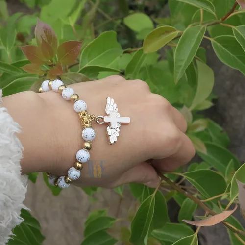 Vista 3 de 12 pulseras de ángel para bautismo, primera comunión, bautizo, boda, ángel