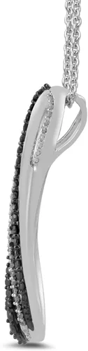 Vista 2 de Collar de plata fina con colgante del símbolo del infinito, con diamantes blancos y negros (13 de peso total de quilates), 18 pulgadas.