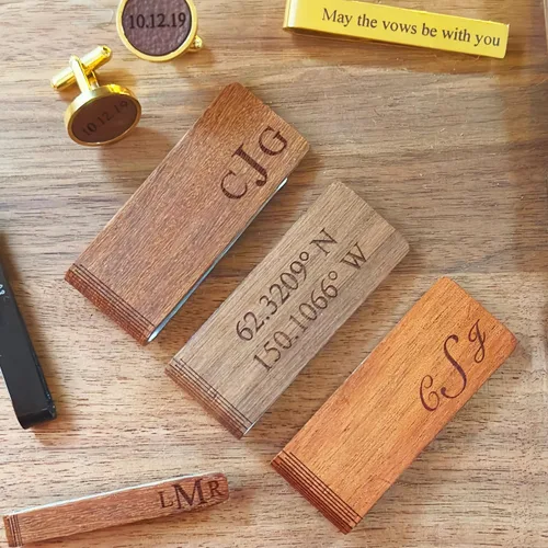 Vista 3 de Danique Clip de madera real para dinero con grabado personalizado, regalo del día del padre para papá, regalo de jubilación personalizado para papá