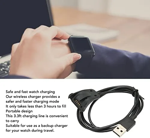 Vista 3 de Cable de carga USB para reloj Tomtom, cargador de repuesto para Tomtom Watch Series para Tomtom Golfer 2 Runner 22 Runner 3 Spar, 3.3 pies