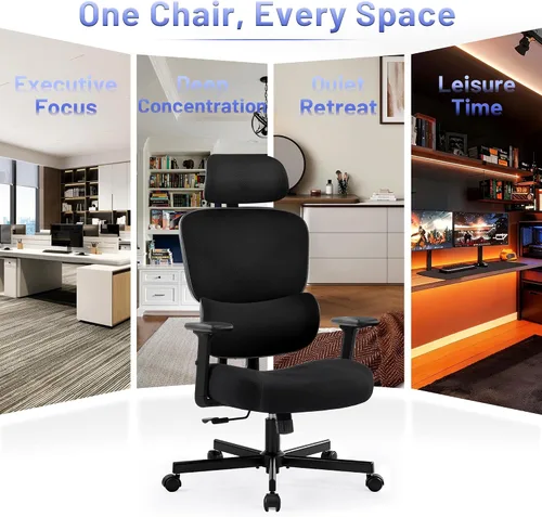 Vista 9 de AreShark Silla ergonómica de oficina – Silla de escritorio de malla transpirable con respaldo alto con soporte lumbar y reposacabezas ajustable