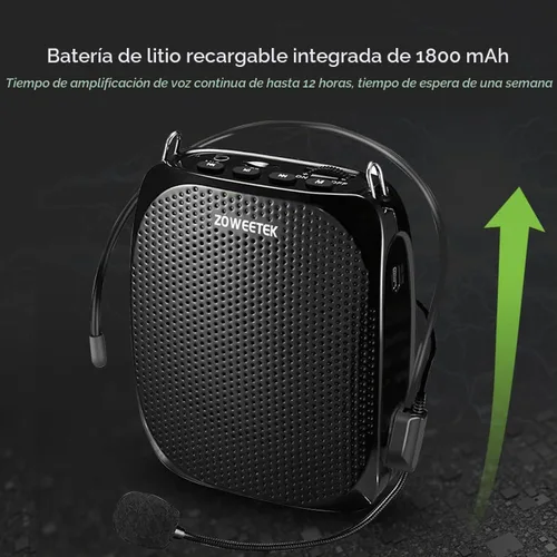 Vista 5 de ZOWEETEK Amplificador de Voz Original para Profesores con 2 Micrófonos, Amplificador de Voz Inalámbrico con Auriculares Micrófono, Altavoz Portátil