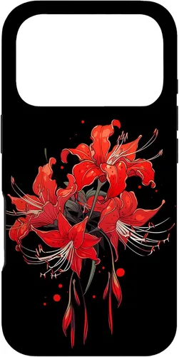 Vista 30 de iPhone 16 Red Spider Lily Funda de anime de manga estética japonesa japonesa